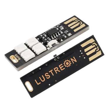 3PCS LUSTREON 1.5W SMD5050 Button Switch Colorful USB LED Rigid Strip Light for Power Bank DC5V