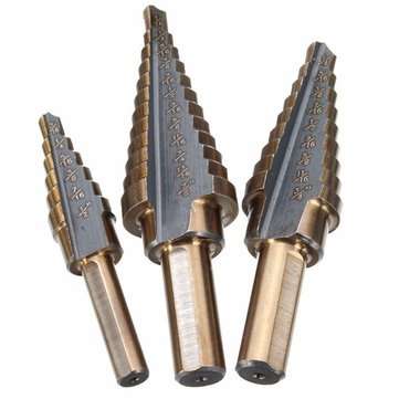 3pcs M7 HSS Step Drill Bit Set 3/16-1/2 1/4-3/4 3/16-7/8 Inch