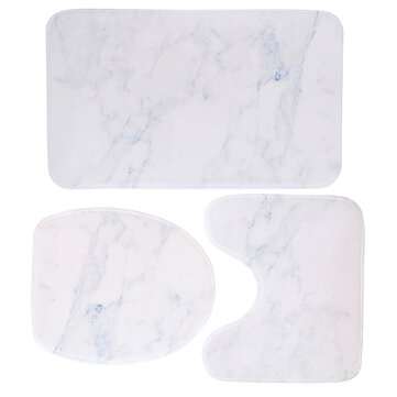 3PCS Marble Toilet Floor Door Bathroom Carpet Pedestal Rug Lid Cover Bath (TYPE: TYPEA)