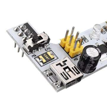 3Pcs MB102 2 Channel 3.3V 5V Breadboard Power Supply Module White Breadboard Dedicated Power Module
