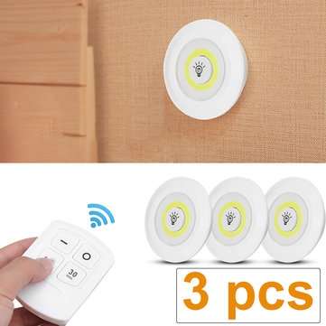3Pcs Night Lights Under Cabinet Lighting Kit COB LED Light Closet Bulb Kitchen Shelf Counter with Re
