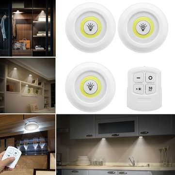 3Pcs Night Lights Under Cabinet Lighting Kit COB LED Light Closet Bulb Kitchen Shelf Counter with Re