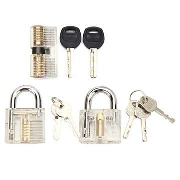 3Pcs Transparent Cutaway Inside View Of Practice Padlock Locksmith Practice Training Skill Set Lock