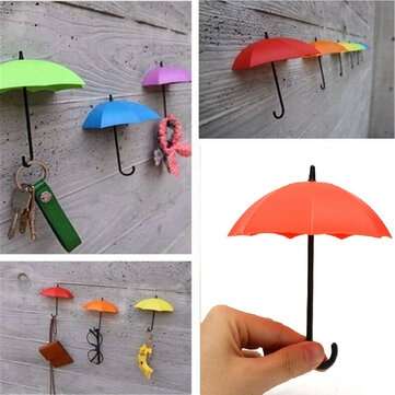3Pcs Umbrella Shape Paste-linked Storage Bracket Wall Hooks Decor