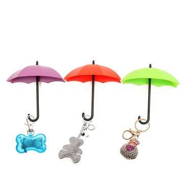 3Pcs Umbrella Shape Paste-linked Storage Bracket Wall Hooks Decor