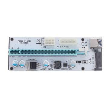 3Pcs USB3.0 PCI-E 1x To 16 x SATA +4P+6P Extender Riser Card Adapter Power Cable Miner
