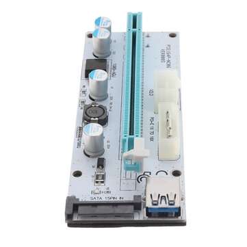 3Pcs USB3.0 PCI-E 1x To 16 x SATA +4P+6P Extender Riser Card Adapter Power Cable Miner