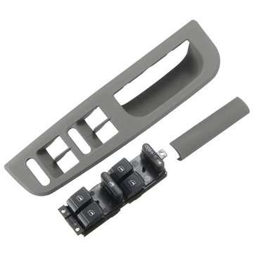 3Pcs Window Master Switch Panel Bezel Handle Trim for VW Passat Jetta Golf (COLOR1: GRAY)