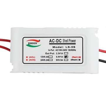 3Pcs Yushun LS-5S 5V 5W AC to DC Switching Power Supply Module Monitoring Power Supply with White Sh