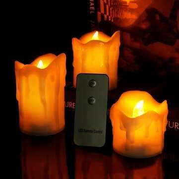 3pcs/Set Flameless LED Candle Electric Candle Night Light Remote Control for Wed... (COLOR.: YELLOW)
