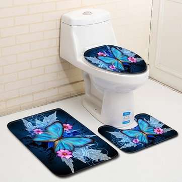 3Pcs/Set Different Sizes Washable Anti-Slip Bathroom Mat Shower Floor Toilet Rug Carpet