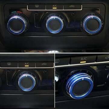 3pcs/Set Cars Alu Decorative Knob Ring Air Conditioning Knob Ring for New Sagitar ... (COLOR.: BLUE)