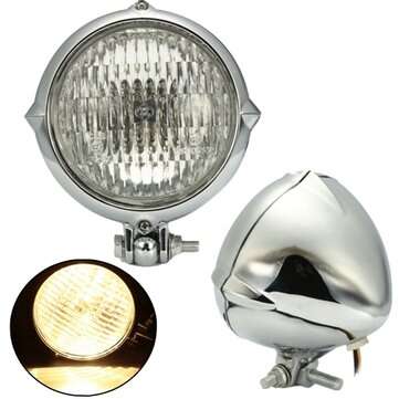 4 Inch H4 35W Motorcycle Headlight Lamp For Bobber Chopper (COLOR.: CHROME)
