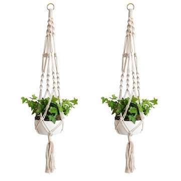 4 Legs Hand Knitting Cotton a Flower Pot Holder Hanging Basket Flower Plant Hanger Rope Hand Knittin