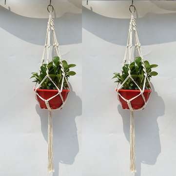 4 Legs Hand Knitting Cotton a Flower Pot Holder Hanging Basket Flower Plant Hanger Rope Hand Knittin