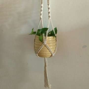 4 Legs Hand Knitting Cotton a Flower Pot Holder Hanging Basket Flower Plant Hanger Rope Hand Knittin