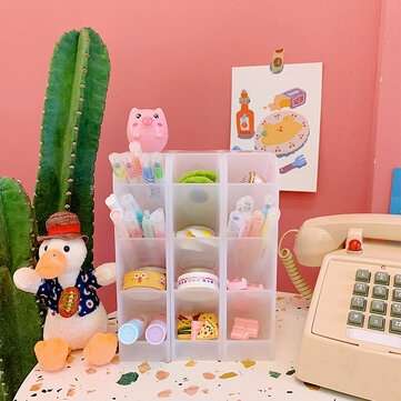 4 Layers Plastic Pen Holder Desktop Storage Oblique Insertion Organizer Pencil Stationery Office Des