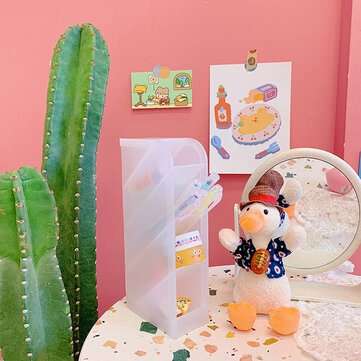 4 Layers Plastic Pen Holder Desktop Storage Oblique Insertion Organizer Pencil Stationery Office Des