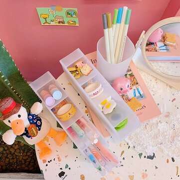 4 Layers Plastic Pen Holder Desktop Storage Oblique Insertion Organizer Pencil Stationery Office Des