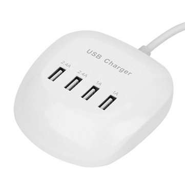 4 Port USB Charger 1A/2.4A Fast Charger Station Home Travel Wall Socket US/EU Plug (PLUG: USPLUG)