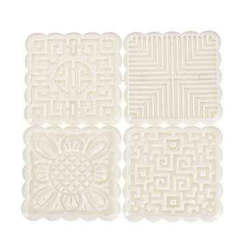 4 Sets Mooncake Pastry Press Mold 100g 50g DIY Flower Pattern Mould Decor w/ 20 Stamps Round Square