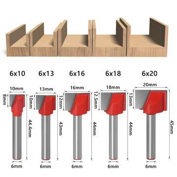4/5pcs 6mm Shank Cleaning Bottom Router Bit Set Double Flute Tipped Cutt... (TYPE: 5PCS(1013161820))