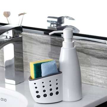 400ml Soap Dispenser Storage Box Tabletop Liquid Detergent Sponge Container