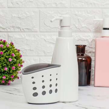 400ml Soap Dispenser Storage Box Tabletop Liquid Detergent Sponge Container