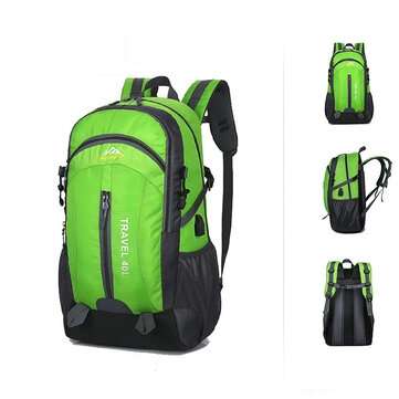 40L Men Waterproof Anti-theft USB School Backpack Travel Outdoor Hiking Rucksack (COLOR: GREEN)
