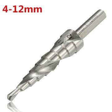 4-12/20/32mm HSS Hex Shank Spiral Groove Step Cone Drill Bit Hole Cutter (SIZE: 4-12MM)