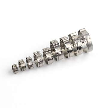 45Pcs Ear Stepless Hose Clamps 304 Stainless Steel Single Assortment Kit 5.8-23.5mm