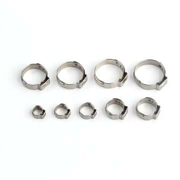 45Pcs Ear Stepless Hose Clamps 304 Stainless Steel Single Assortment Kit 5.8-23.5mm