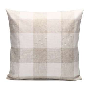 45x45cm Grid Square Pillow Case Cushion Cover Sofa Throw Home Bedroom Decor (COLOR1: BEIGE)