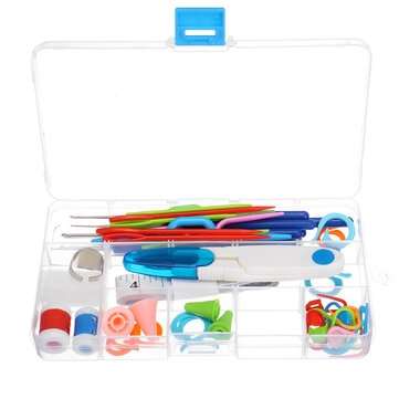 47PCS Weaving Tools Knitting Tool Kit Crochet Needle Hook With Box Sewing Sets