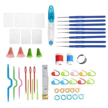 47PCS Weaving Tools Knitting Tool Kit Crochet Needle Hook With Box Sewing Sets