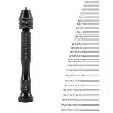 49pcs Manual Drill Suit Including Small Colored Hand Drill And 0.5-3.0mm High-speed Steel Twist Dril