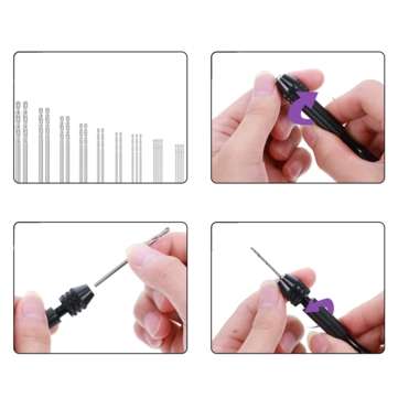 49pcs Manual Drill Suit Including Small Colored Hand Drill And 0.5-3.0mm High-speed Steel Twist Dril