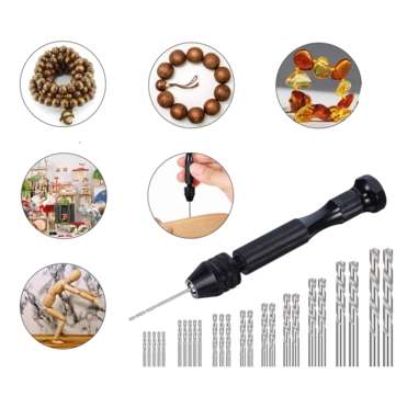 49pcs Manual Drill Suit Including Small Colored Hand Drill And 0.5-3.0mm High-speed Steel Twist Dril