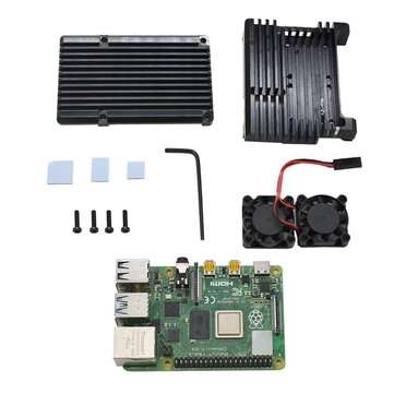 4GB RAM Raspberry Pi 4 model B Mainboard With Black/Sliver/Gold Aluminum CNC Allo... (COLOR.: BLACK)