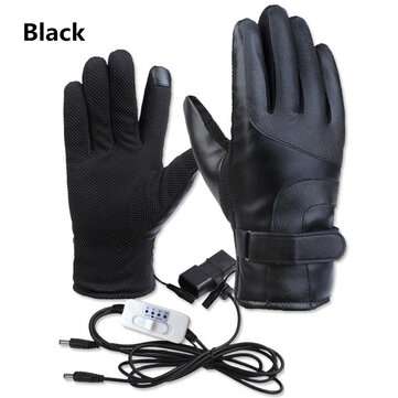 4-Gear Motorcycle Heated Gloves Ski Cycling Winter Warm Waterproof Windproof (COLOR: BLACK)