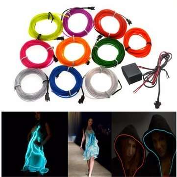 4M 10 Colors 12V Flexible Neon EL Wire Light Dance Party Decor Light (COLOR.: PURPLE)