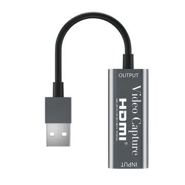 4K 1080P HD HDMI to USB 2.0 with Cable Portable HDMI Video Recording Capture Card Game Live Broadcas