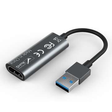 4K 1080P HD HDMI to USB 2.0 with Cable Portable HDMI Video Recording Capture Card Game Live Broadcas