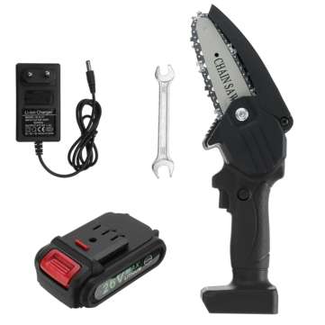 4Inch Rechargeable Portable Chain Saw Woodworking Electric Saws W/ 1 or 2pc... (BATTERY: ONEBATTERY)