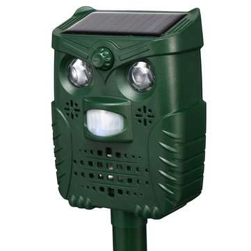 4-Modes Solar Powered Ultrasonic Pest Animal Repeller Rechargeable Cat Pest Fox Bird Sensor Outdoor