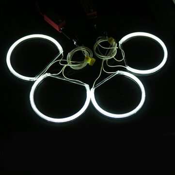 4PCS 146MM+131MM CCFL LED Angel Eyes Light Headlight Halo Ring Set White Color For BMW E46