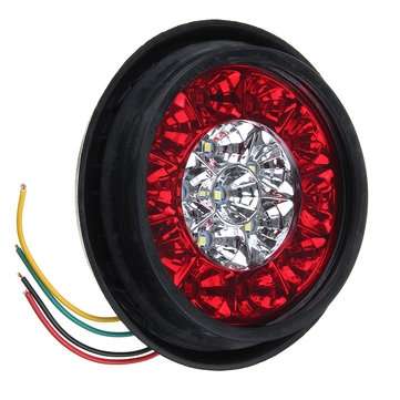 4Pcs 24V 16LEDs Car Turn Signal Lights Brake Stop Tail Lamps Waterproof Round For Truck Trailer Lorr