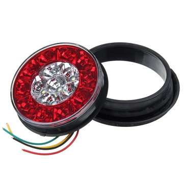 4Pcs 24V 16LEDs Car Turn Signal Lights Brake Stop Tail Lamps Waterproof Round For Truck Trailer Lorr