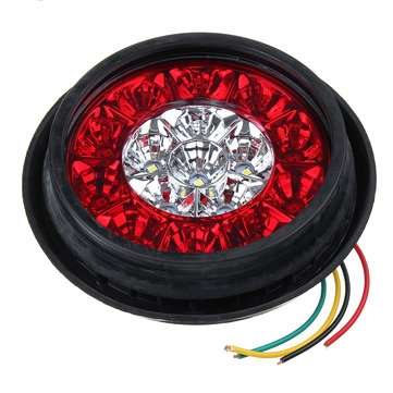 4Pcs 24V 16LEDs Car Turn Signal Lights Brake Stop Tail Lamps Waterproof Round For Truck Trailer Lorr