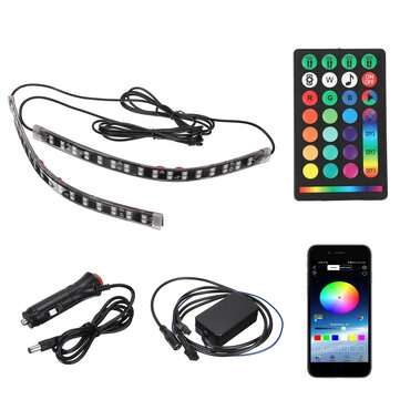 4Pcs 5050 RGB LED Neon Car Underglow Atmosphere Strip Light APP bluetooth Control Strip Lights